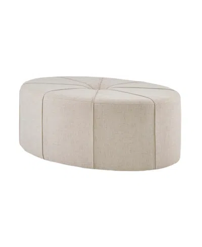 Madison Park Ferris 48.5" Wide Fabric Oval Ottoman In Cream