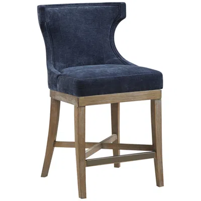 Madison Park Fillmore 25 1/4" Navy Fabric Swivel Counter Stool In Blue