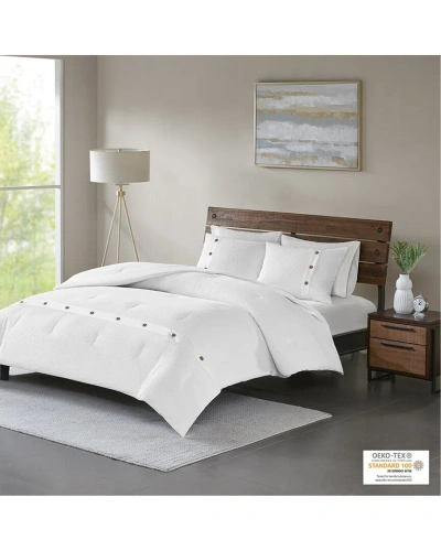Madison Park Finley Cotton Waffle Weave Comforter Set In White