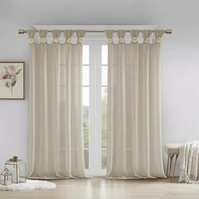 Madison Park Florah Tab Top Sheer Single Curtain Panel In Neutral
