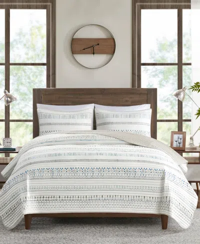 Madison Park Fraser Reversible Printed Microfiber Seersucker 3-pc. Quilt Set, King/california King In Taupe Multi