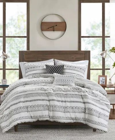 Madison Park Fraser Seersucker 5-pc. Comforter Set, Full/queen In Ivory,black