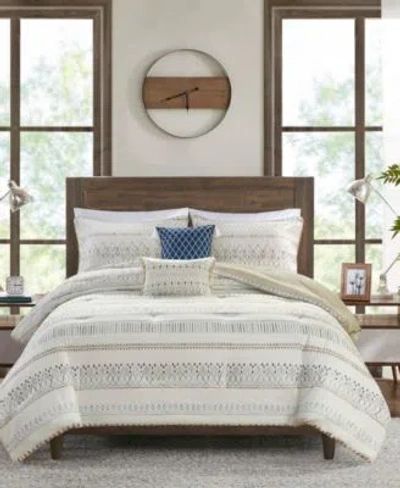 Madison Park Fraser Seersucker Comforter Sets In Taupe,blue