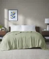 Madison Park Freshspun Basketweave Cotton Blanket, Twin In Green