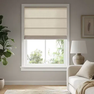 Madison Park Galen Matte Cordless Room Darkening Roman Shade In White