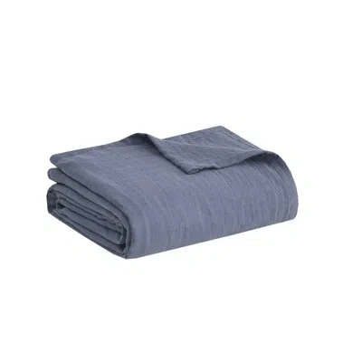 Madison Park Gauze Cotton Lightweight Blanket In Blue
