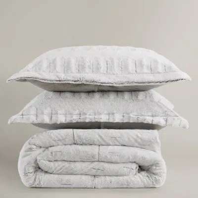 Madison Park Gia Back Print Long Fur Comforter Mini Set In Gray