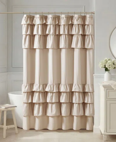 Madison Park Grace Ruffled Shower Curtain, 72" X 84" In Neutral