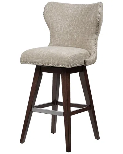 Madison Park Hancock High Wingback Button Tufted Upholstered 30in Swivel Bar  Stool With Nailhead Ac In Brown