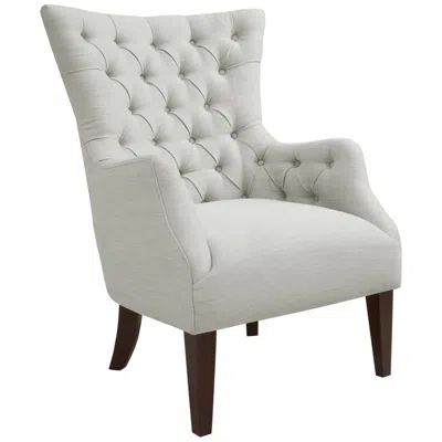 Madison Park Hannah Ivory Fabric Button Tufted Wing Chair