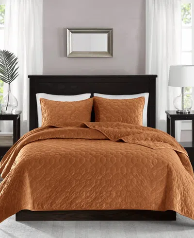 Madison Park Harper Quilted Velvet 3-pc. Quilt Set, King/california King In Rust