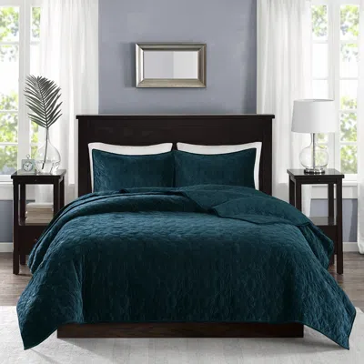 Madison Park Harper Teal Solid Full/queen 3-piece Coverlet Set