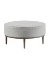 Madison Park Harriet 34" Wide Fabric Upholstered With Metal Base Round Cocktail Ottoman In Gray