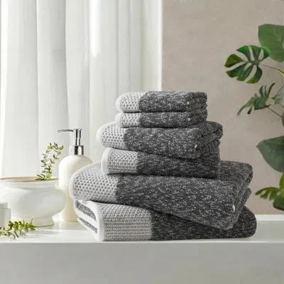 Madison Park Hayden Charcoal 100% 550 Gsm Cotton Jacquard 6-piece Towel Set In Gray