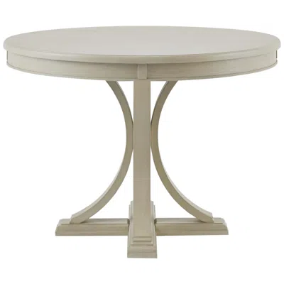 Madison Park Helena 44" Wide Antique Cream Wood Round Dining Table In Neutral