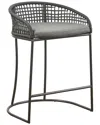 Madison Park Hermosa 21.5" Wide Woven Counter Stool In Grey