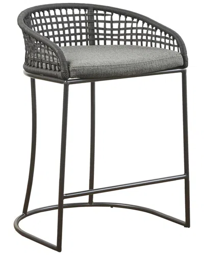 Madison Park Hermosa 21.5" Wide Woven Counter Stool In Dark Gray