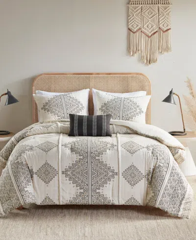 Madison Park Ibiza 4-pc. Comforter Set, Full/queen In Black,ivory