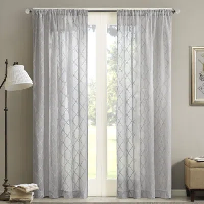 Madison Park Irina Nirod Diamond Sheer Single Window Curtain Panel In Gray