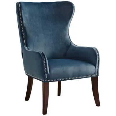 Madison Park Irvine Blue Button-tufted Wingback Accent Chair