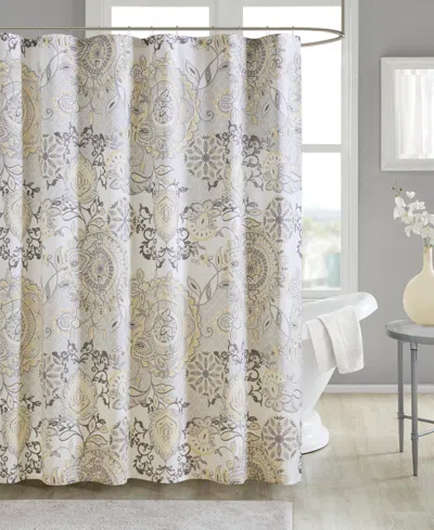 Madison Park Isla Cotton Shower Curtain, 72" X 72" In Yellow