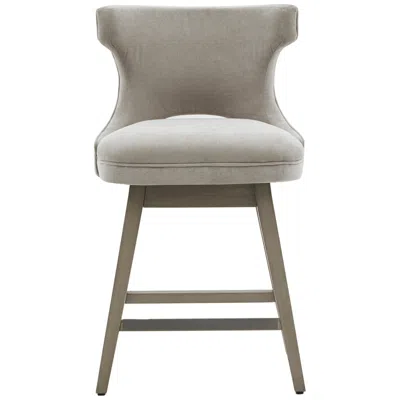 Madison Park Janet 25 3/4" Light Gray Fabric Swivel Counter Stool