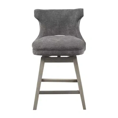 Madison Park Janet Counter Height Upholstered Swivel Bar Stool In Gray