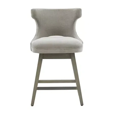 Madison Park Janet Counter Height Upholstered Swivel Bar Stool In Gray