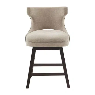Madison Park Janet Counter Height Upholstered Swivel Bar Stool In Neutral