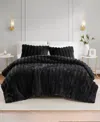 Madison Park Jasmine Faux Fur Reverse To Velvet 3-pc. Comforter Set, Full/queen In Black