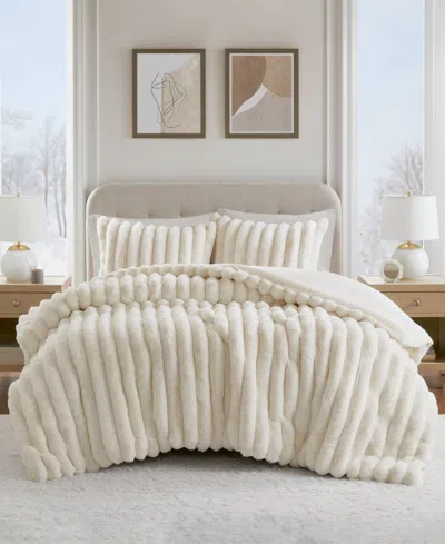 Madison Park Jasmine Faux Fur Reverse To Velvet 3-pc. Comforter Set, King In Neutral