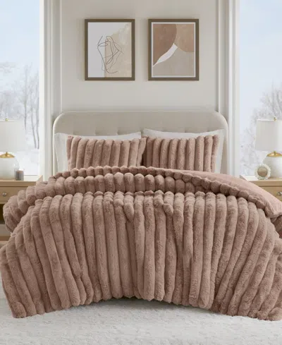 Madison Park Jasmine Faux Fur Reverse To Velvet 3-pc. Comforter Set, King In Brown