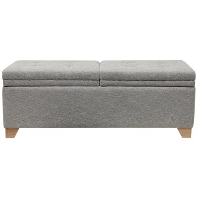 Madison Park Jaxon 52 1/2" Wide Gray Fabric Tufted Storage Bench