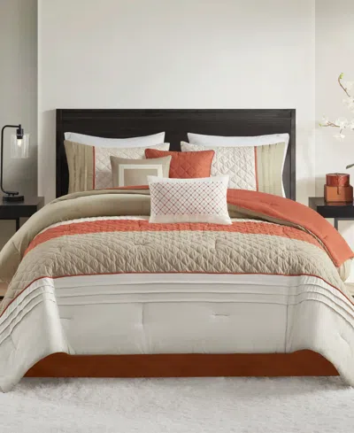 Madison Park Jenson 7-pc. Color Block Stripe Comforter Set, King In Spice