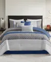 Madison Park Jenson 7-pc. Color Block Stripe Comforter Set, Queen In Blue