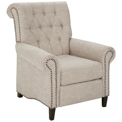 Madison Park Jetta Cream Tufted Fabric Push Back Recliner