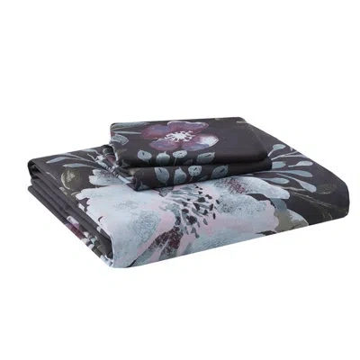 Madison Park Jolene 3 Piece Cotton Duvet Cover Set In Dark Grey,plum