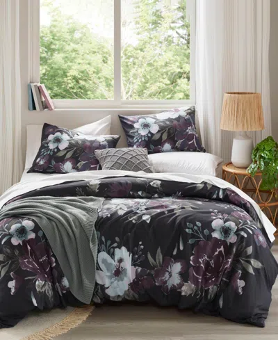 Madison Park Jolene Floral 3-pc. Duvet Cover Set, King/california King In Dark Grey,plum