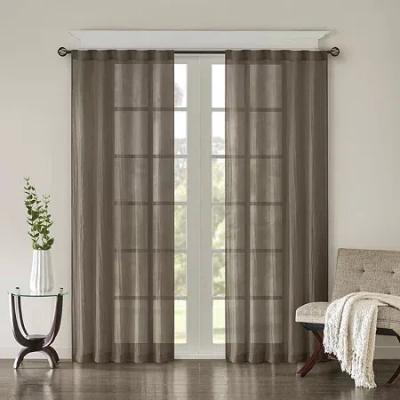 Madison Park Kaylee Rod Pocket Sheer Set Of 2 Curtain Panel In Gray