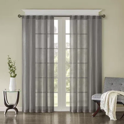 Madison Park Kaylee Rod Pocket Sheer Set Of 2 Curtain Panel In Gray