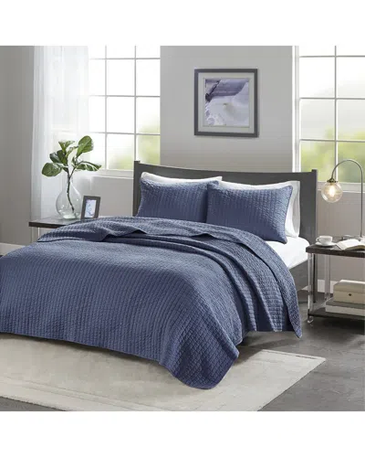 Madison Park Keaton Quilt Set In Blue