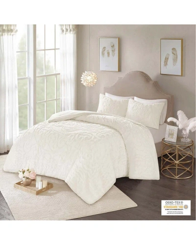 Madison Park Laetitia Tufted Cotton Chenille Medallion Comforter Set In White