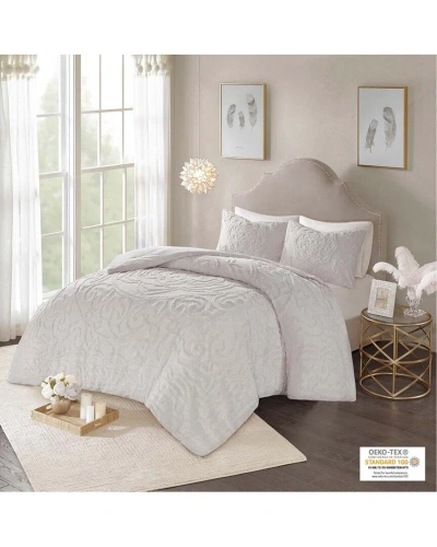 Madison Park Laetitia Tufted Cotton Chenille Medallion Comforter Set In Gray