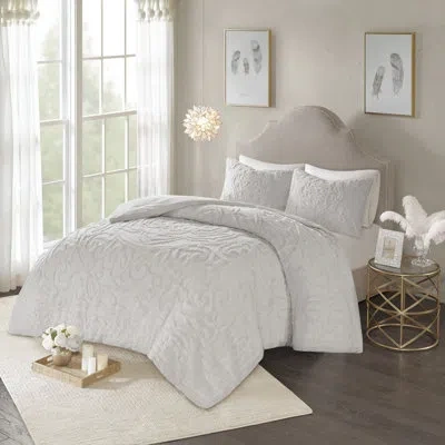 Madison Park Laetitia Tufted Cotton Chenille Medallion Comforter Set In Gray