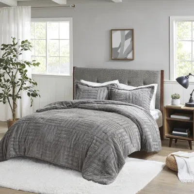 Madison Park Larkin Microfiber Traditional Comforter Set In Gray