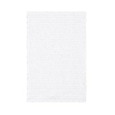 Madison Park Lasso 100% Cotton Chenille Chain Stitch Non-slip Bath Rug In White