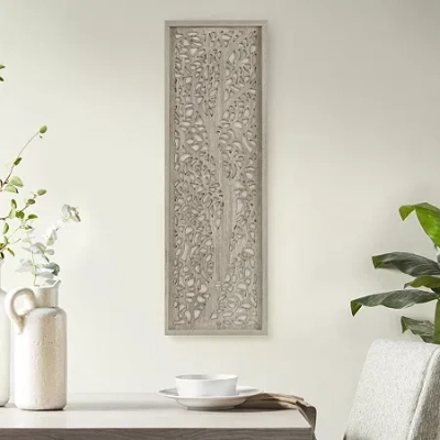 Madison Park Laurel Branches Laser Cut Tree Wood Wall Art In Gray
