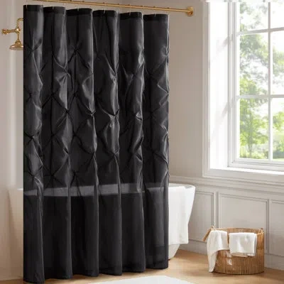 Madison Park Laurel Tufted Semi-sheer Shower Curtain In Black