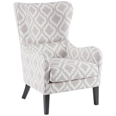 Madison Park Leda Gray And White Swoop Wingback Accent Chair