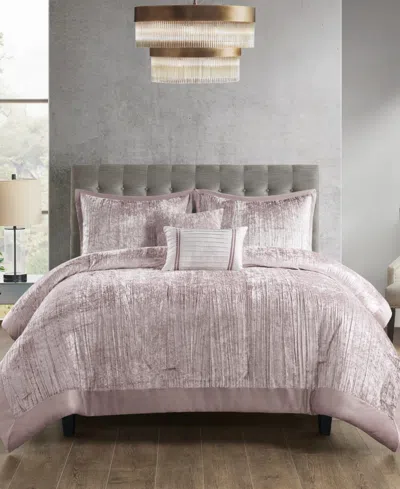 Madison Park Lee Crinkle Velvet 5-pc. Comforter Set, King/california King In Blush